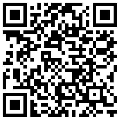 QR-Code: schwarz weißes Quadrat, oben links, rechts und unten links in der Ecke jeweils ein schwarzes Quadrat mit einem weißen und schwarzen Rahmen, die restliche Fläche besteht auf weißen und schwarzen willkürlich angeordneten Vierecken
